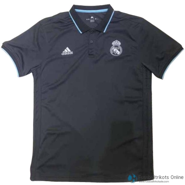 Real Madrid Polo 2017-18 Schwarz Blau Licht Fussballtrikots Günstig